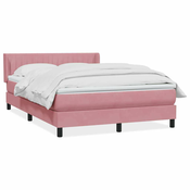 vidaXL vidaXL Box spring postelja z vzmetnico roza 140x220 cm žamet, (22011137)