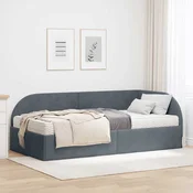 vidaXL Kotni okvir postelje z matrico z vzglavjem 2 pcs Siva Žamet
