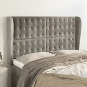 Uzglavlje s ušima svjetlosivo 147x23x118/128 cm baršunasto