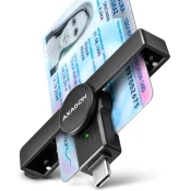 AXAGON CRE-SMPC, USB-C PocketReader čtečka kontaktních karet Smart card (eObčanka, eID klient)