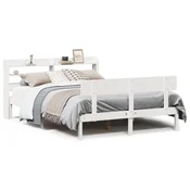 Vidaxl Posteljni okvir brez vzmetnice bel 140x190 cm trdna borovina