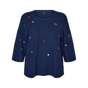 Zizzi Pulover Msunny Heart mornarska/svetlo roza/rdeča/bela