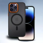 Infostyle Ovitek Magnetic Carbon - MagSafe za iPhone 12/12 Pro Oranžna/PC + TPU silikon