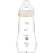 MAM Feel Good Glass Baby Bottle staklena bocica protiv kolika 2m+ Beige 260 ml