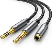 UGREEN audio kabel 3,5 mm, 1x Jack – 2x Jack (F/M/M), 0,2 m, crni 20898