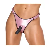Bad Kitty Strap-on Thong with Dildo Shimmering Metallic Pink S/M