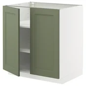 METOD Podni element s policama/2 vrata, bela/Axstad sivozelena, 80x60 cm