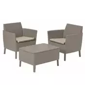 Set vrtnega pohištva za balkon Salemo 2 fotelja z majhno mizico - cappuccino/peščeno