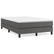 Vidaxl Posteljni okvir z vzmetmi siv 120x200 cm umetno usnje