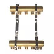 REITER RMCO#210-45-N-05 Messing razdelilnik za ogrevanje radiatorjev 45 mm razmak + niple 5 krogov