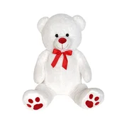Alltoys Plišasti beli medved z rdečo pentljo, 100 cm