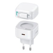 USAMS USAMS ŁAD. SIEC. 1XUSB-C ZE ZWIJANYM KABLEM LIGHNING RETRACTABLE PD+QC 35W GAN FAST CHARGING BIAŁY/WHITE XMF SERIES CC209TC02 (US-CC209), (21974855)