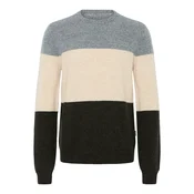 BLEND Pulover BHBRANKO kremna/golobje modra/temno zelena