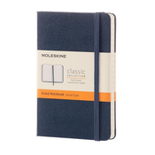 Beležnica Moleskine NB PKT RUL trde platnice, modra - črtni