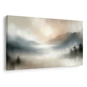 Slika meglene gore in jezero - 120x80