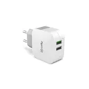 CELLY Zidni punjac 2USB beli