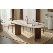 HANAH HOME Trpezarijski sto Sabella Travertine Venezia Walnut