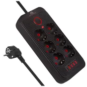 Maclean razdelilec/podaljšek MCE389 B, 6 vtičnic + 4x USB, 1.5 m, črn