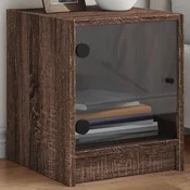 Nocni ormaric sa staklenim vratima boja hrasta 35 x 37 x 42 cm