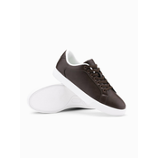 Ombre Mens classic sneaker shoes with high sole - dark brown