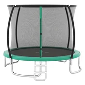 Costway Zunanji rekreacijski trampolin z varnostno zaščitno mrežo zelene barve