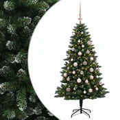 Vidaxl Umjetno božično drevo z okrasnimi kroglami 120 cm 150 LED