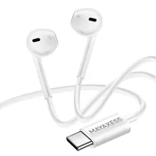 OEM Mayaxess, Žične USB-C slušalke za iPhone 17 z vgrajenim mikrofonom, Bela, (5000231592)