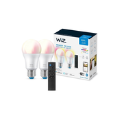 SET 2x LED RGBW Zatemnitvena žarnica A60 E27/8,5W/230V 2200-6500K Wi-Fi + Daljinski upravljalnik- WiZ