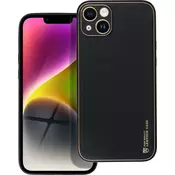 Usnjen TPU ovitek iPhone 14 Plus - črn