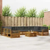 Set vanjskih sofa 10 kom. Prirodna i antracit