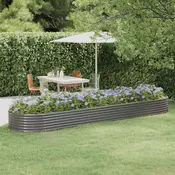 Povišena vrtna gredica od pocincanog celika 396x100x36 cm sivi