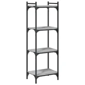 Regal za knjige s 4 razine siva boja hrasta 40x30x120 cm drveni
