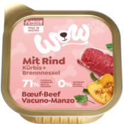 Mokra pasja hrana JUNIOR z govedino, bučo + koprivo - 150 g