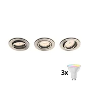 Philips 50393/17/PN-SET 3x LED RGBW s mogucnošcu prigušivanja, ugradna stropna svjetiljka 1xGU10/4,8W/230V, krom + daljinski upravljac