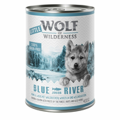 Ekonomicno pakiranje Little Wolf of Wilderness 24 x 400 g - Blue River Junior - piletina i losos