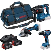 BOSCH set alata na baterije 0615A50094 (GSR 18V-65 + GBH 18V-22 + GWS 18V-8, 2x GBA 18V 4.0Ah, GAL 18V-4, M-vrećica, kutija)