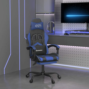 Vidaxl Gaming stol z oporo za noge črno in modro umetno usnje