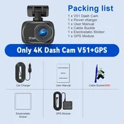 KJB Avto kamera 4K z Wi-Fi, nočnim snemanjem in nadzorom parkiranja V51-GPS, 256 GB