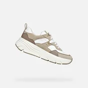 White-beige womens sneakers Geox Diamanta - Womens