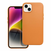OEM Kožni ovitek MAG COVER, združljiv s sistemom MagSafe za IPHONE 14 Plus oranžne barve