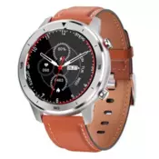Smart Watch DT78 Silver Watch - Orange Leather Strap