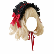 Generic Ženski naglavni trak Lolita, črna čipkasta služkinja, naglavni trak, dodatek za lase, dekliški gotski naglavni trak za kostumsko zabavo Cosplay, (21077409)
