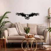 WallXpert metalni zidni ukras 5001, orao u letu raširenih krila, 75 x 22 cm, crni