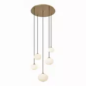 Art Deco viseča svetilka zlata z opalnim steklom 5-Lights - Yani