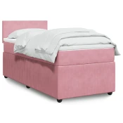 vidaXL Box spring postelja z vzmetnico roza 100x200 cm žamet