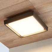 Lucande LED-zunanja stropna svetilka Birta, temno siva, 27 cm, IP54 - Sodobni - temno siva, bela - Kovina