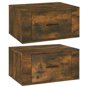 MAISON CHIC Stenski Dvo delni komplet Nočne omarice - Nočne mize dimljen hrast 50x36x25 cm, (21687197)
