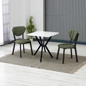 HANAH HOME Set Trpezarijski sto i 2 stolice Elma Green White