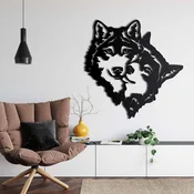 WallXpert metalni zidni ukras 5135, glave dva vuka, 71 x 71 cm, crni