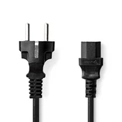 Nedis Napajalni kabel Vtič z ozemljitvenim kontaktom moški IEC 320 C13 Naravnost Naravnost Ponikljano 10 0 m Okrogla PVC Črna Oznaka